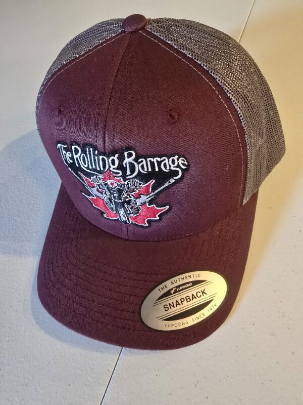 The Rolling Barrage – Snap Back Ball Cap (Maroon)