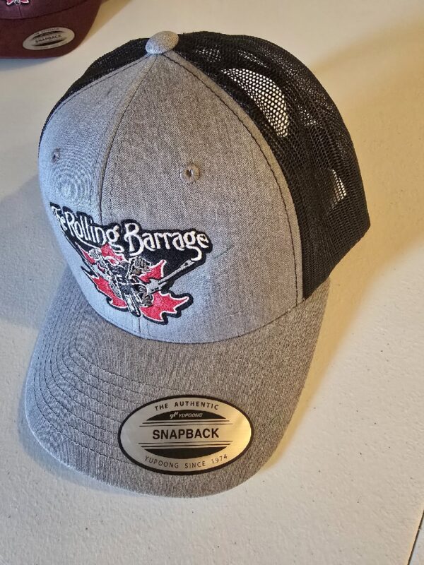 The Rolling Barrage – Snap Back Ball Cap (Light Grey and Black)